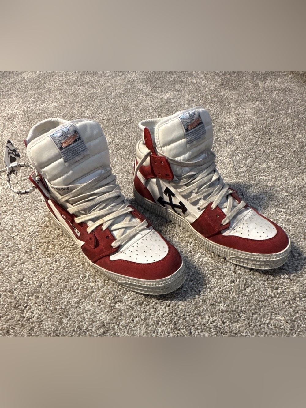 Off-White Off-Court 3.0 Red/White Colorblock High Top Lace-Up Sneakers